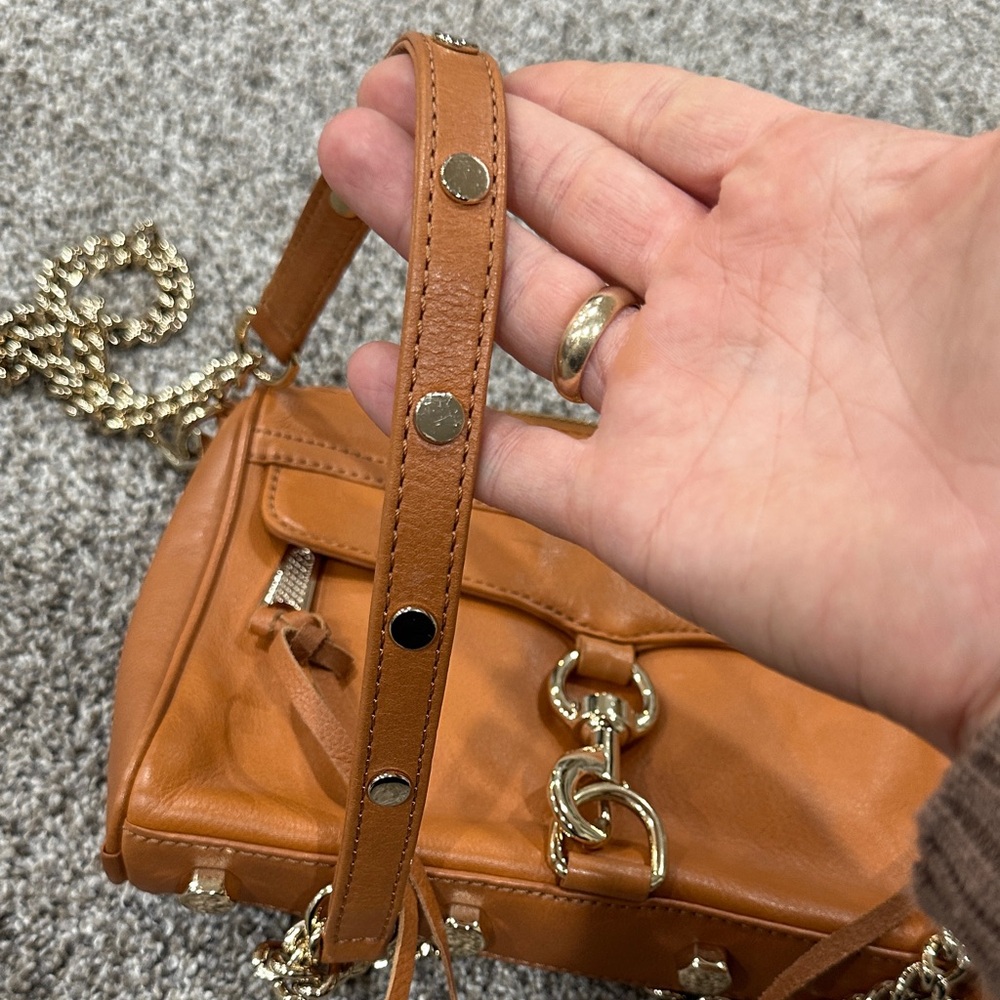 Rebecca Minkoff Tan Leather Crossbody Bag with Chain Strap - Picture 6 of 6